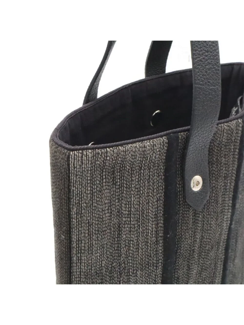 Hermes Amedaba Diago PM Tote Bag Wool Cotton Gray Black Silver